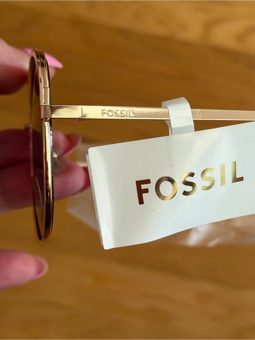 NWT - Fossil - Women's Gold Frame Brown Lens Aviator Sunglasses UV Protected